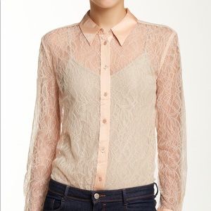 Equipment Femme  Lace Blouse Nude Blush Color  S